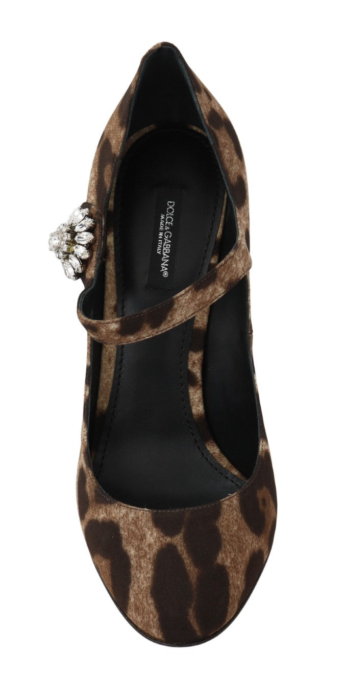 Leopard Cady Silk Crystal Mary Janes