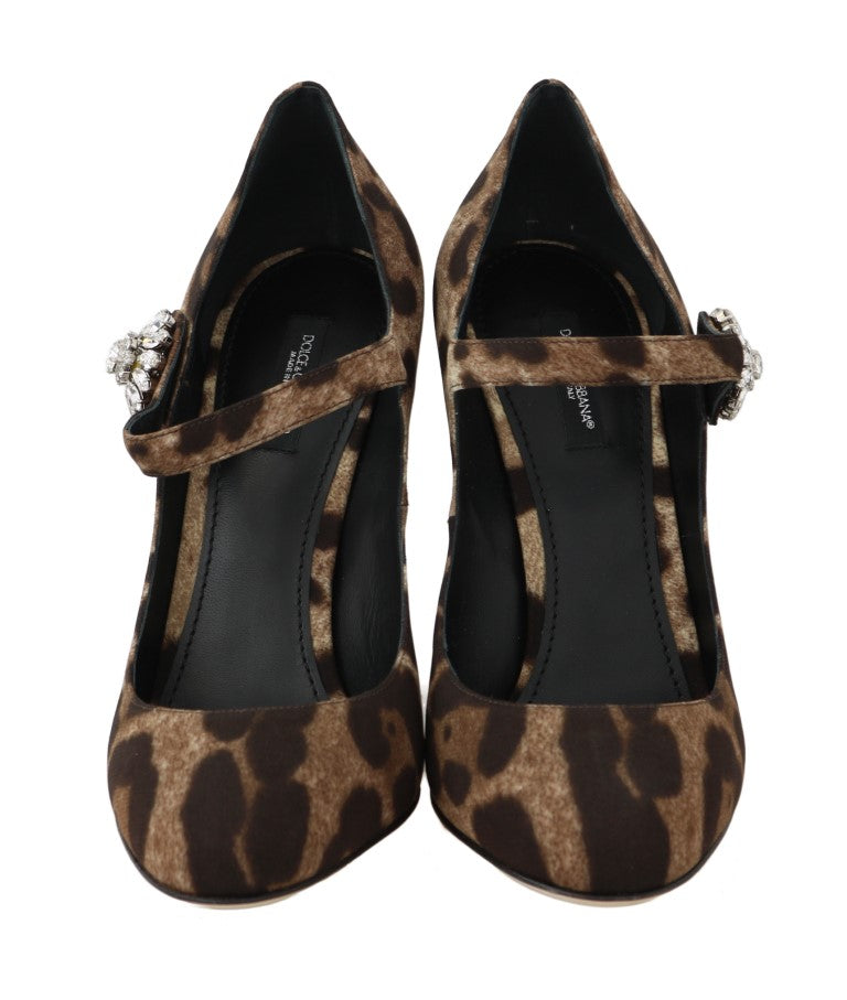 Leopard Cady Silk Crystal Mary Janes