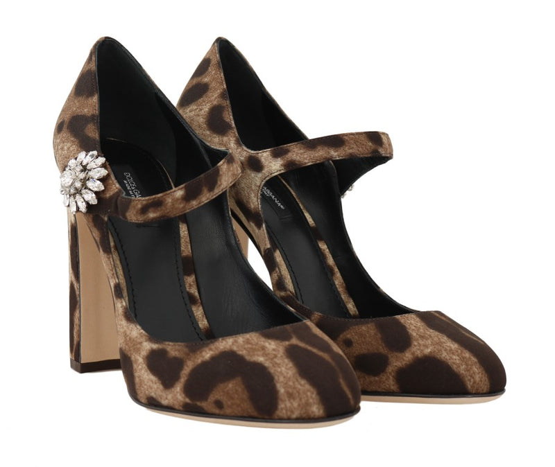 Leopard Cady Silk Crystal Mary Janes