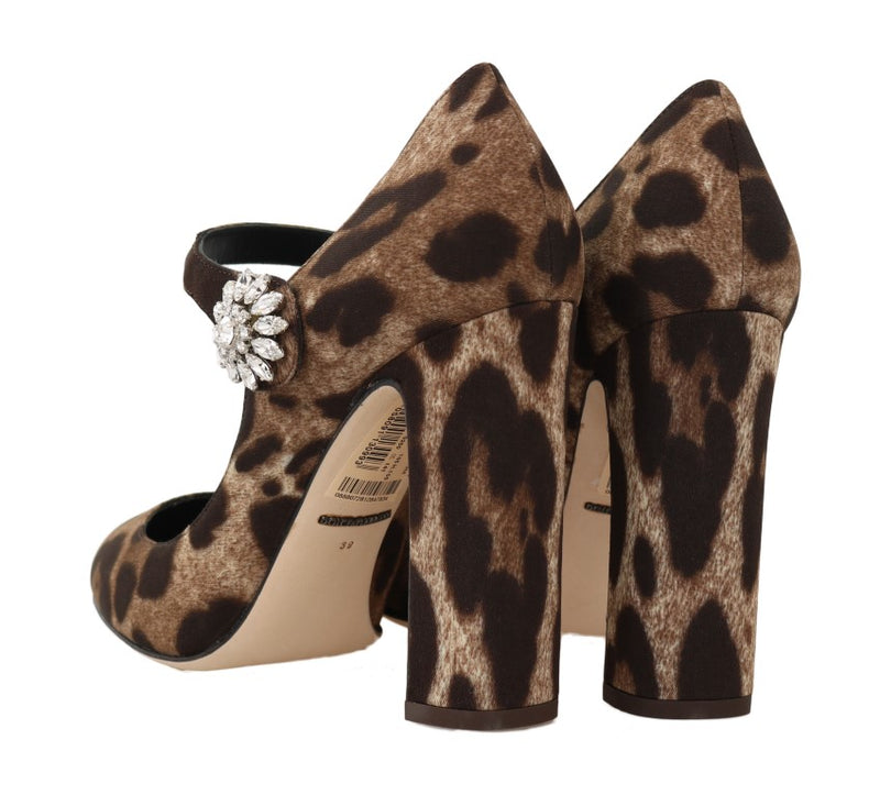 Leopard Cady Silk Crystal Mary Janes