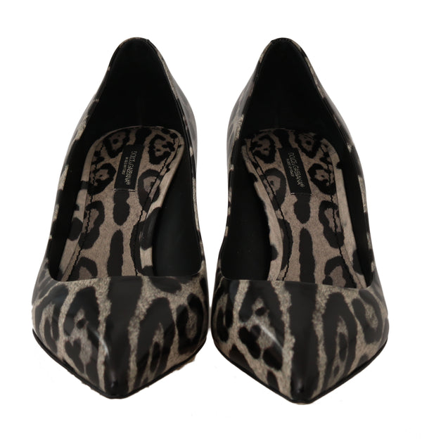Brown Leopard Leather Pumps Heels