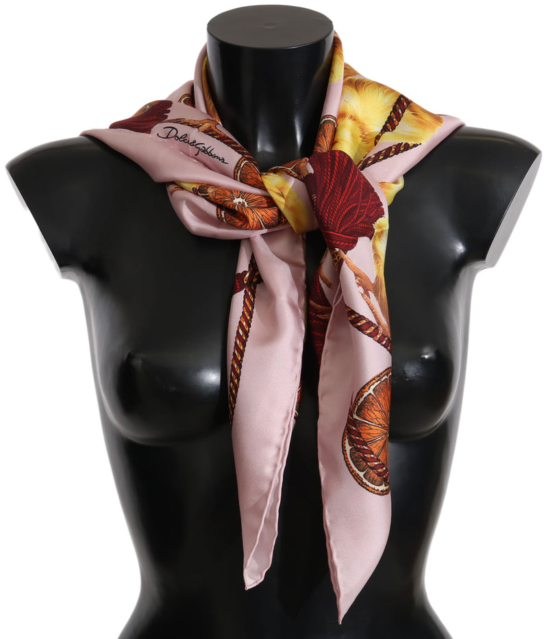 Pink Baby Chick Tassel Silk Square Scarf