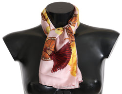 Pink Baby Chick Tassel Silk Square Scarf