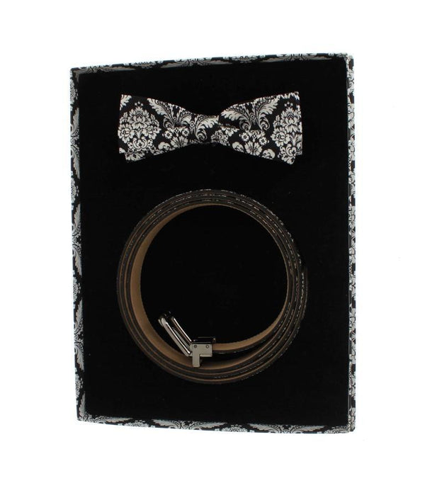 Black Silk Bowtie & Leather Belt Gift Box
