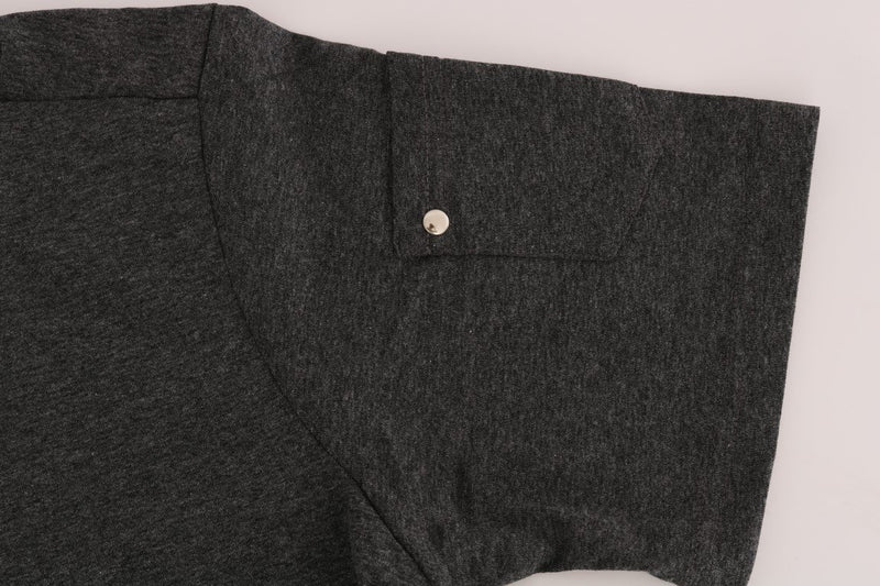 Gray Cotton V-neck T-Shirt
