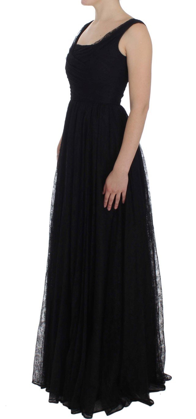 Black Floral Lace Sheath Maxi Dress