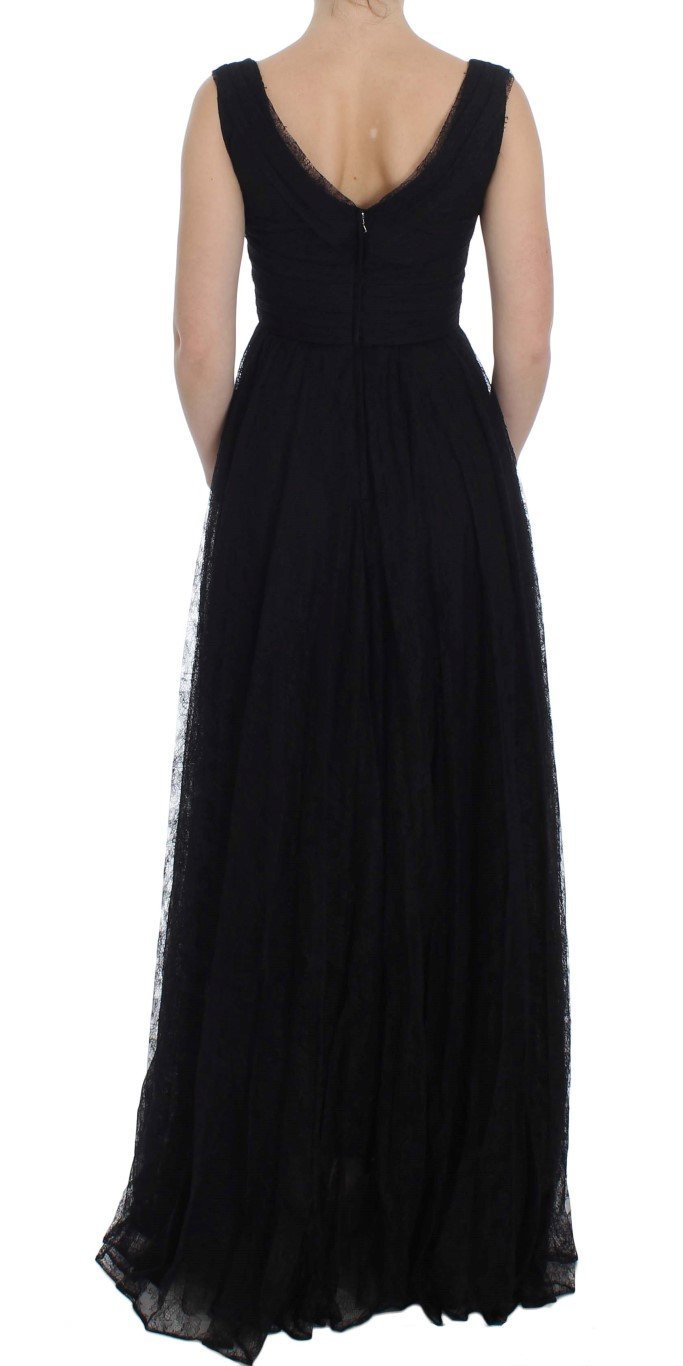Black Floral Lace Sheath Maxi Dress