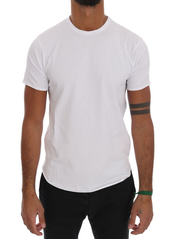 White Cotton Stretch Crew-neck T-Shirt
