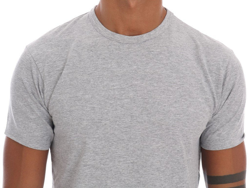 Gray Cotton Stretch Crew-neck T-Shirt