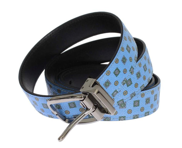 Blue Leather Silver Buckle Waist Belt