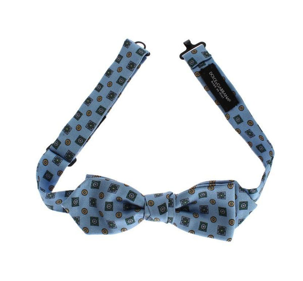 Blue Silk Baroque Neck Bow Tie