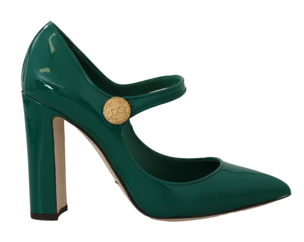 Green Leather DG Logo Mary Janes  Shoes