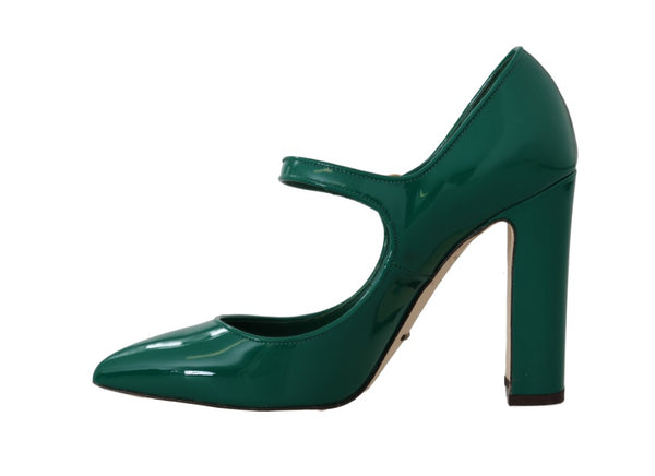 Green Leather DG Logo Mary Janes  Shoes