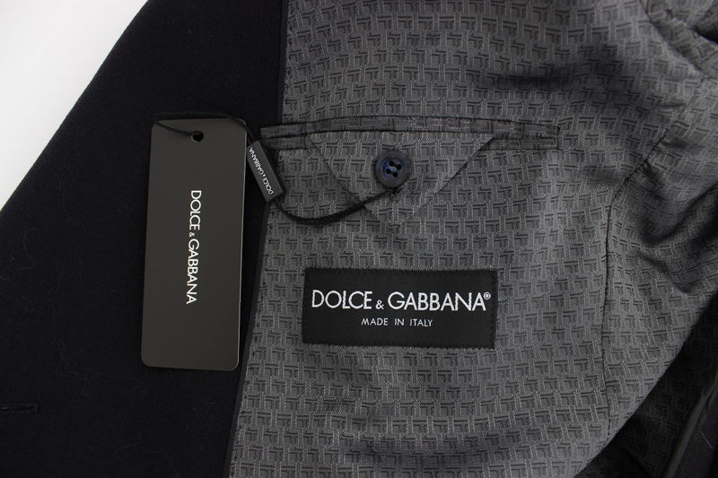 Black wool stretch double blazer