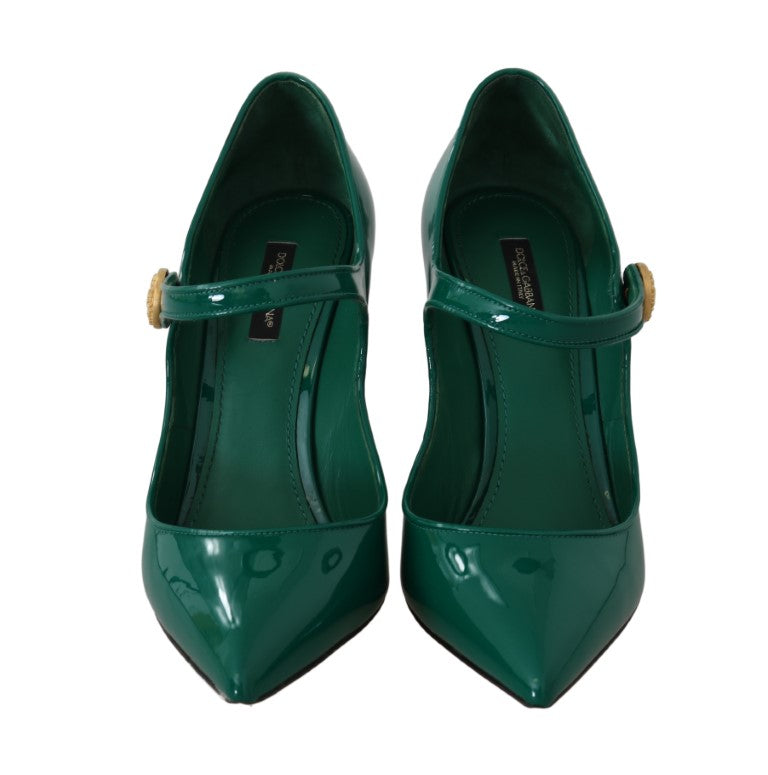 Green Leather DG Logo Mary Janes  Shoes