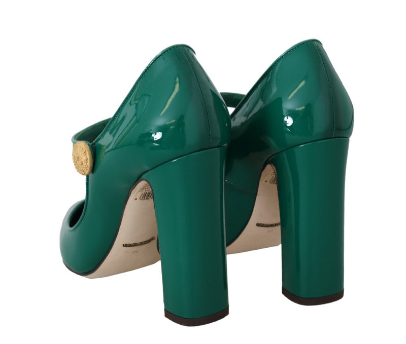 Green Leather DG Logo Mary Janes  Shoes