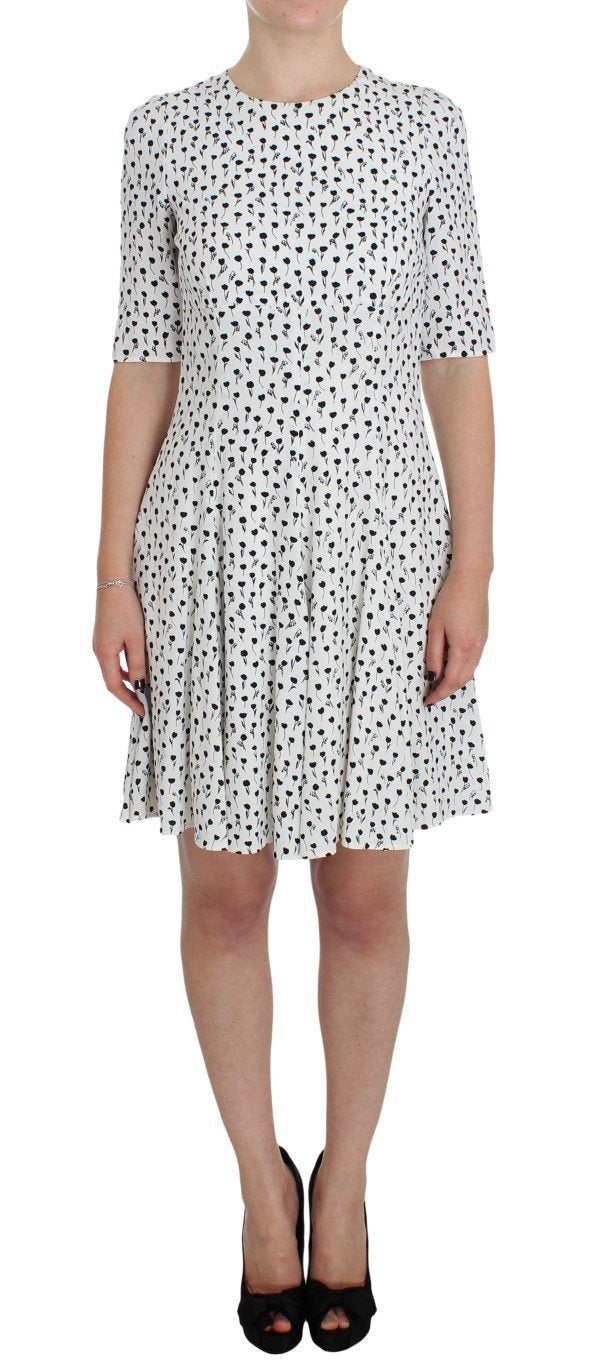 White Black Floral A-Line Shift Dress