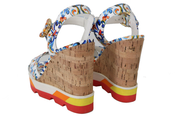 Wedges Majolica Leather Sandals