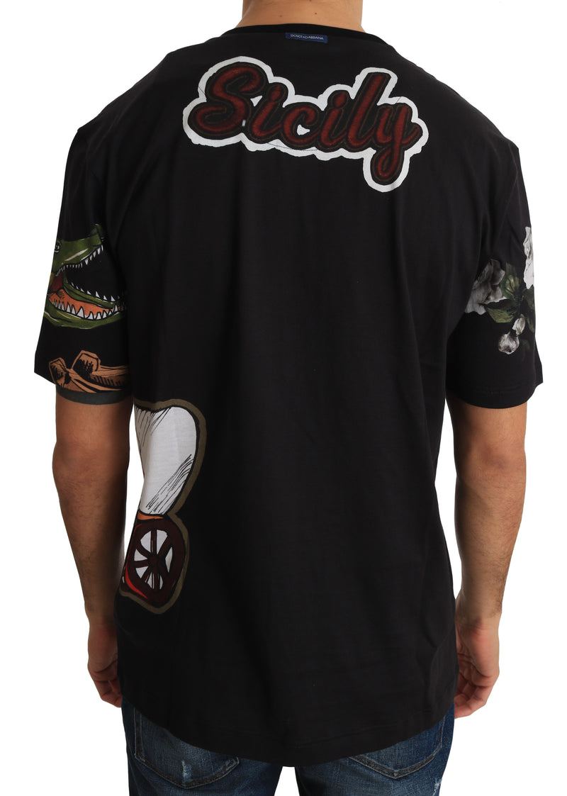 Black Multicolor  Crew-Neck T-shirt