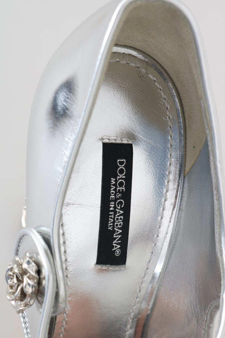 Silver Leather Crystal Clock Shoes