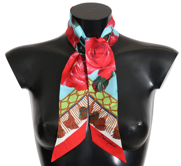 Multicolor Floral Silk Shawl Necktie Scarf