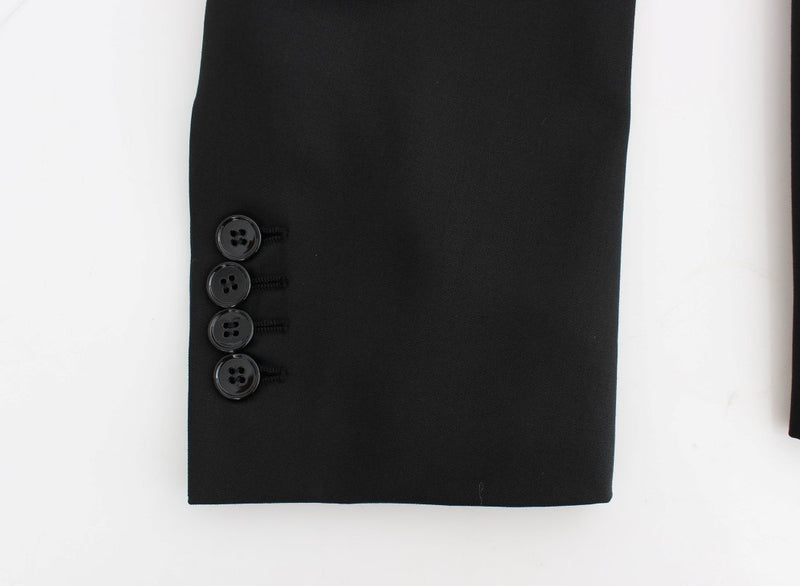 Black wool double slim fit blazer