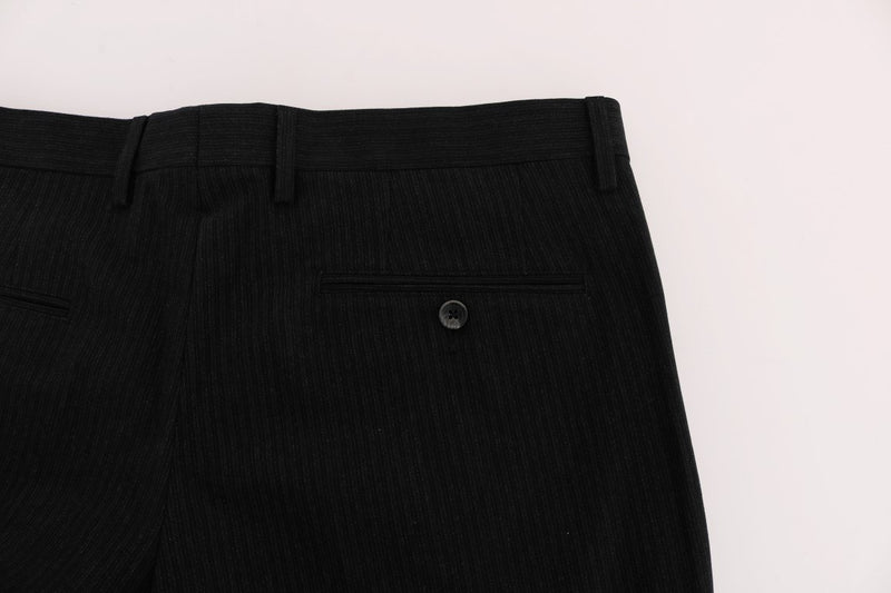 Black Striped Cotton Pants