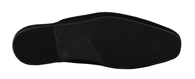 Black Velvet Gold Crown Slippers