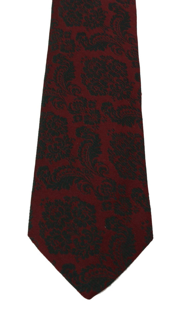 Bordeaux Silk Floral Pattern Tie