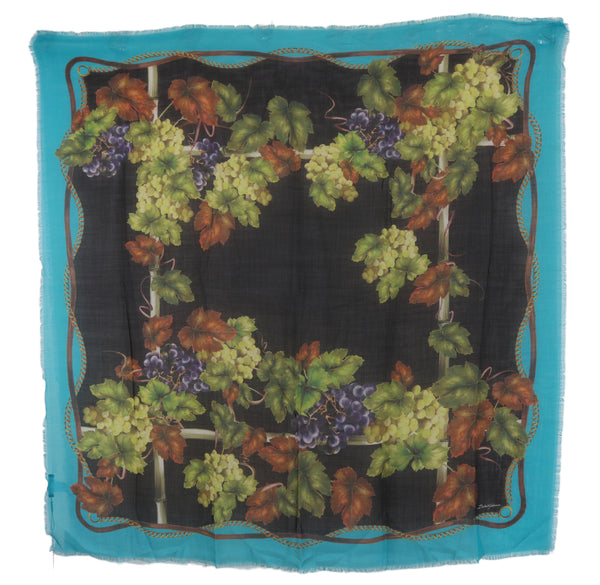 Multicolor Leaf Cashmere Silk Wrap Scarf