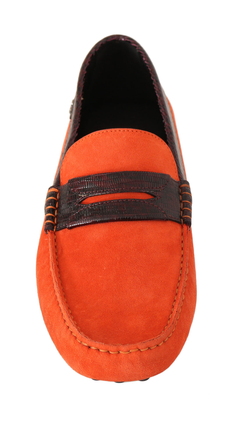 Orange Suede Leather Casual Loafers
