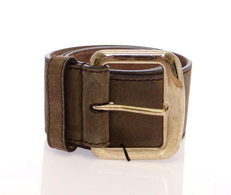 Gray Suede Leather Logo Belt