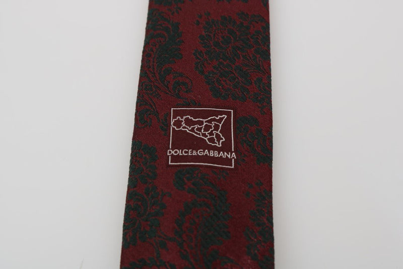 Bordeaux Silk Floral Pattern Tie