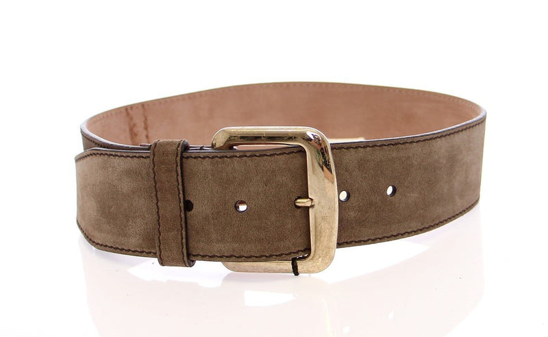 Gray Suede Leather Logo Belt