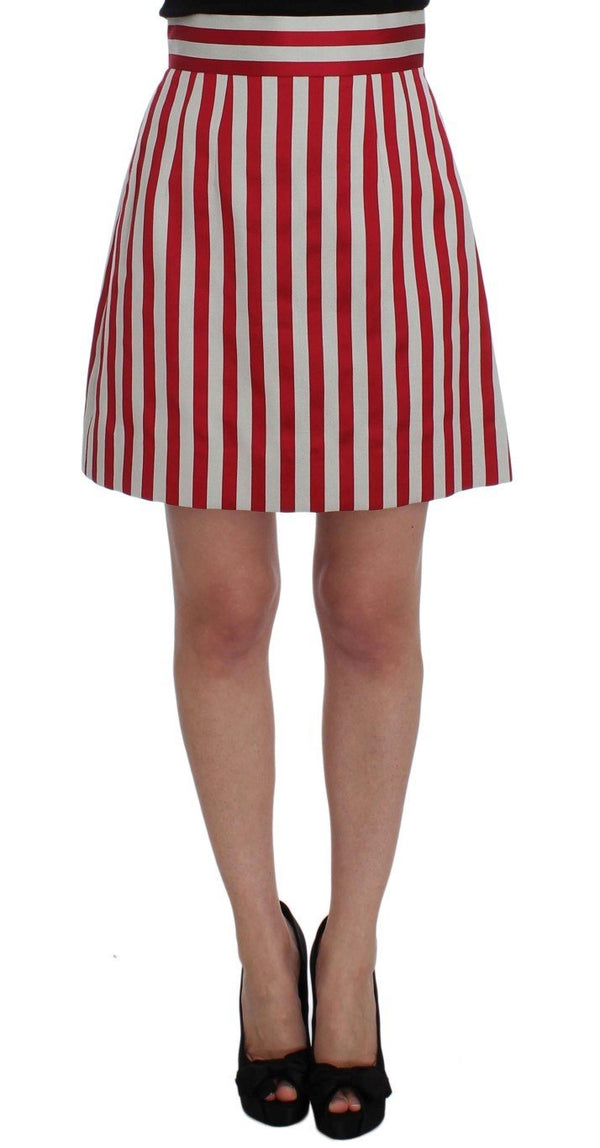 Silver Red Striped Above Knees Skirt