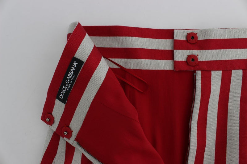 Silver Red Striped Above Knees Skirt