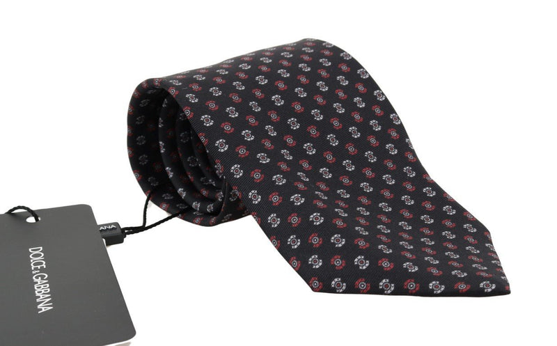 Black Silk Patterned Tie