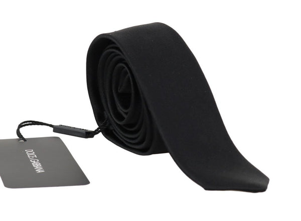 Black Silk Solid Slim Tie