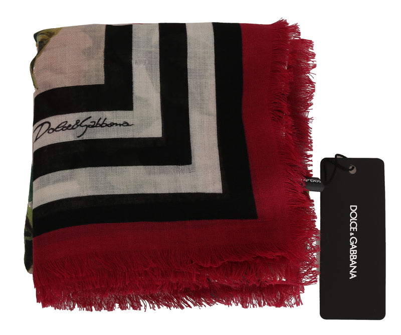Pink Roses Cashmere Silk Wrap Shawl Scarf