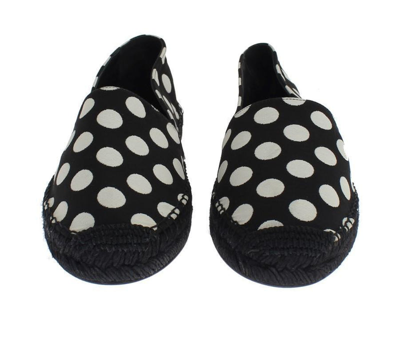 Black White Polka Dot Espadrilles Flats Shoes