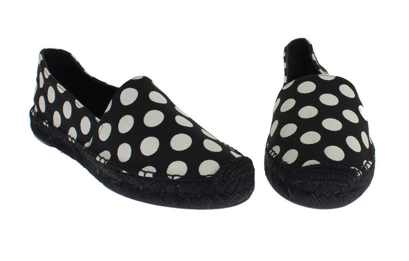 Black White Polka Dot Espadrilles Flats Shoes