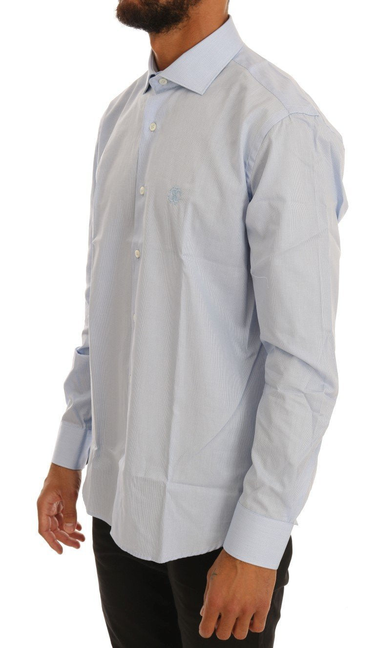 Blue Cotton Slim Fit Dress Shirt