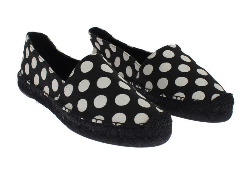 Black White Polka Dot Espadrilles Flats Shoes