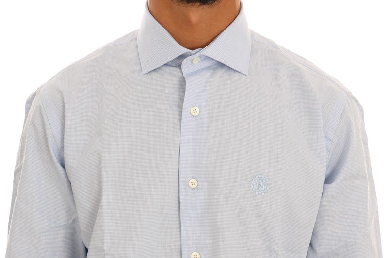 Blue Cotton Slim Fit Dress Shirt