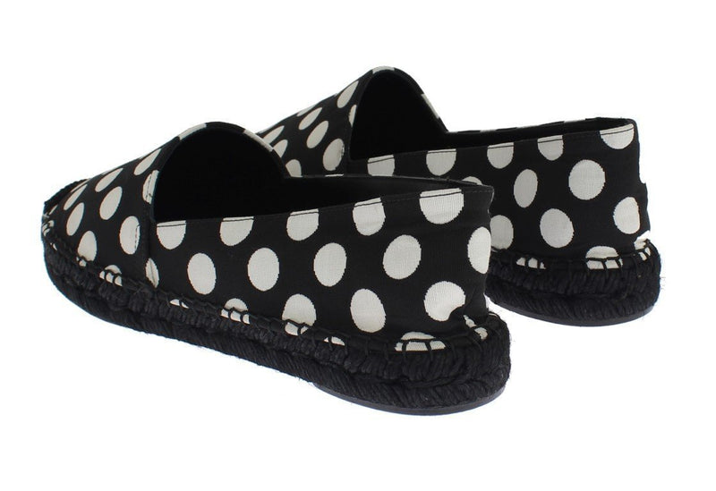 Black White Polka Dot Espadrilles Flats Shoes