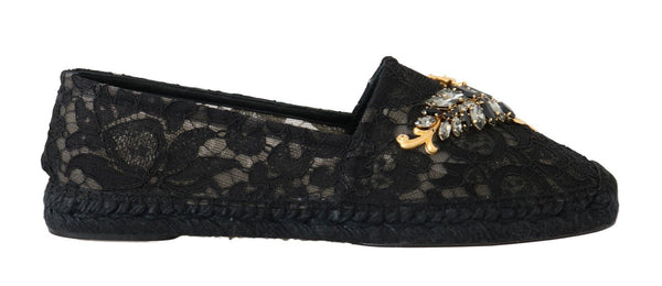 Black Crystal Espadrilles Shoes