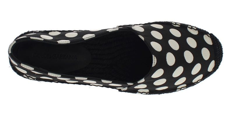 Black White Polka Dot Espadrilles Flats Shoes