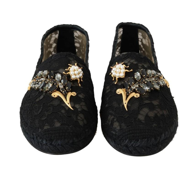 Black Crystal Espadrilles Shoes
