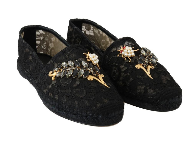 Black Crystal Espadrilles Shoes