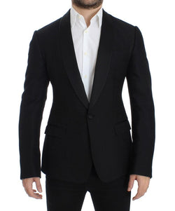 Black wool slim fit blazer